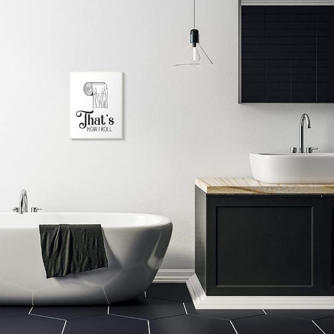 'That's How I Roll Toilet Paper Bathroom Word'| Wall Plaque Art | Stupell Industries | 13 x 19 Inches, Easy to Hang and Sturdy, Made in USA, by Lettered and Lined