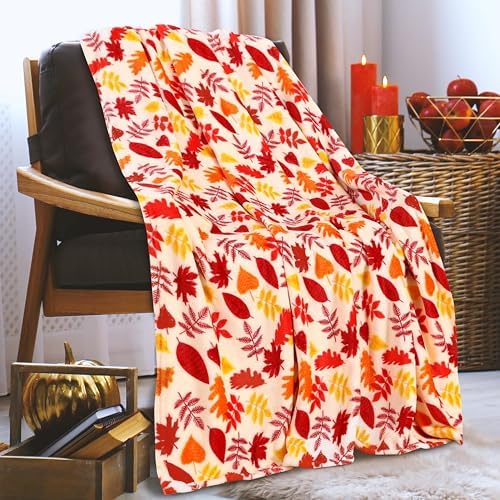 Elegant Comfort Lightweight Throw Blanket- Halloween Themed, Soft, Cozy and Plush- Throw Blankets, Perfect for Lounging This Spooky Season, 50 x 60 inches, Autumn Leaves, Throw Blanket