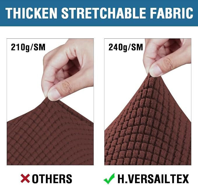 H.VERSAILTEX 4 Piece Stretch Sofa Covers for 3 Cushion Couch Covers for Living Room Furniture Slipcovers (Base Cover Plus 3 Seat Cushion Covers) Upgraded Thicker Jacquard Fabric (Sofa, Burnt Brick)