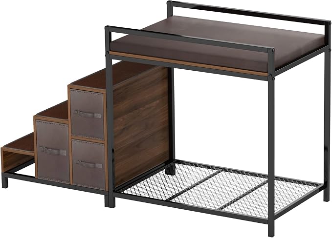 GDLF Bunk Beds Window Perch for Dogs Bedside Lounge Elevated Dog Bed Multi-Level Platform with Foam Upholstery, Non-Slip Pad and Storage