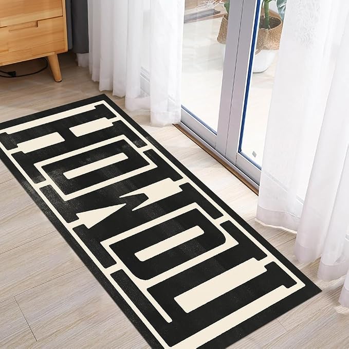 GUBIYU Farmhouse Howdy Door Mat Beige Area Rug for Bedroom Living Room Decor,23.6"x59" Decorative Home Indoor Outdoor Front Porch Door Mat,Black Trendy Stuff Howdy Preppy Decor Non Slip Bathroom Rugs