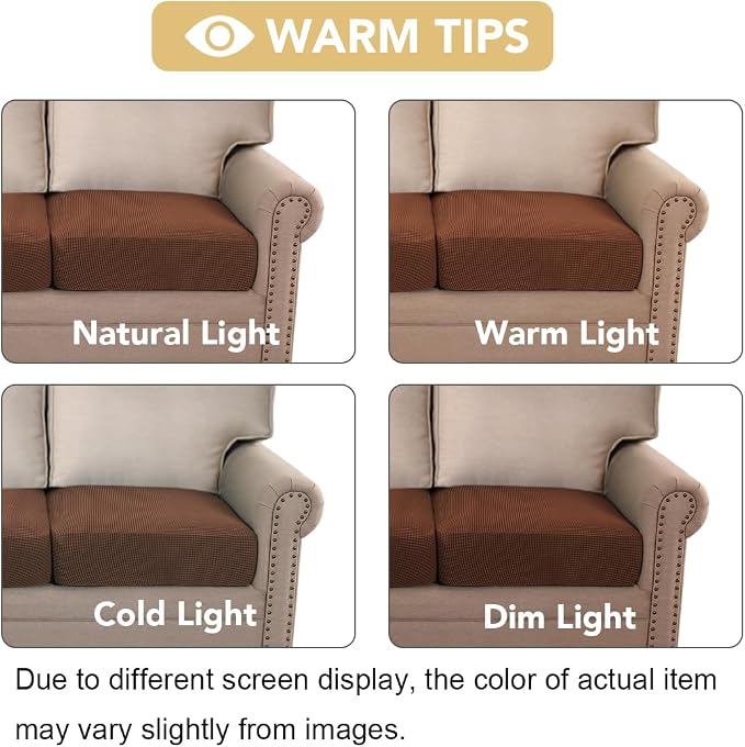 H.VERSAILTEX Super Stretch Individual Seat Cushion Covers Sofa Covers Couch Cushion Covers Slipcover Sets Thick Jacquard Textured Twill Fabric (1 Piece Chair Cushion Cover, Caramel)