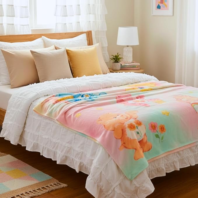 Care Bears Nostalgic Vintage Bedding Super Soft Plush Throw, 46 in x 60 in, (Officially Licensed Product) by Franco Collectibles
