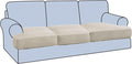 H.VERSAILTEX Stretch 3 Piece T Cushion Sofa Slipcovers Individually Sofa Cushion Covers for 3 Cushion Couch Sofa Seat Cushion Covers with Elastic Bands Featuring Thicker Jacquard Fabric, Island Fossi