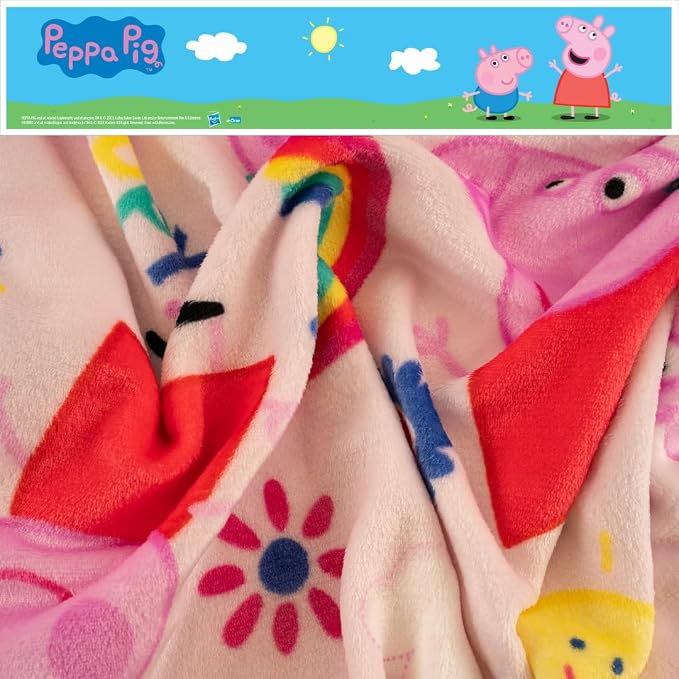 Peppa Pig Kids Bedding Super Soft Cozy Silk Touch Throw, 40 in x 50 in, (Officially Licensed Product) By Franco