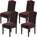H.VERSAILTEX Velvet Dining Chair Covers Stretch Chair Covers for Dining Room Set of 4 Parson Chair Slipcovers Chair Protectors Covers Dining, Soft Thick Solid Velvet Fabric Washable, Brown