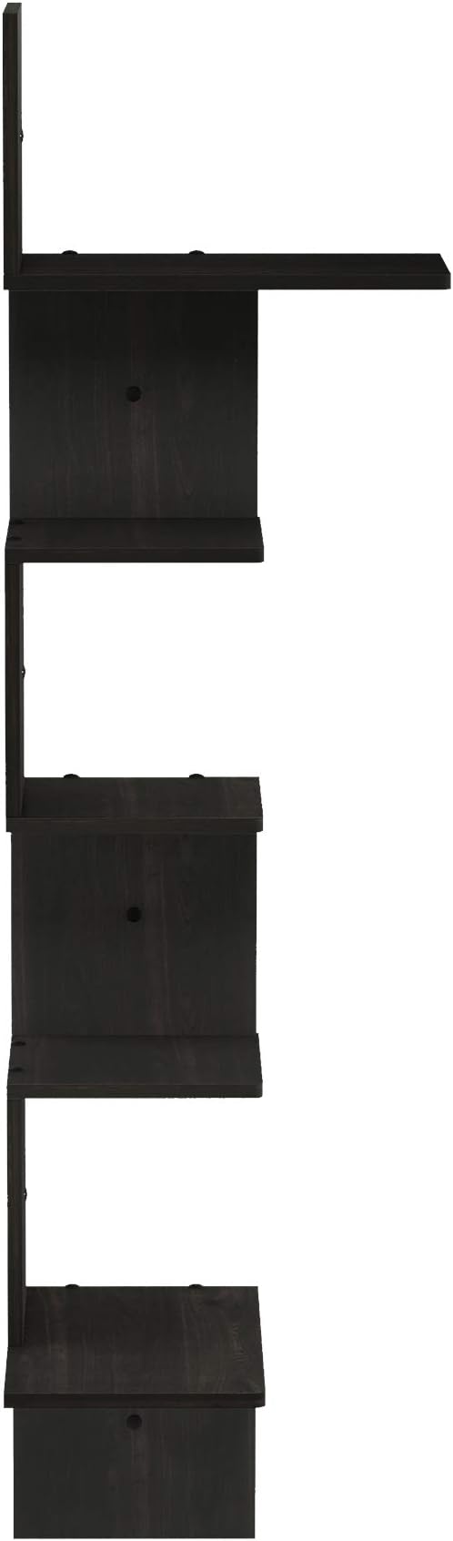 Furinno Rossi Wall Mounted Shelves, 5-Tier Rectangle, Espresso/Black