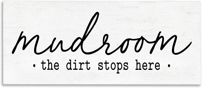 Dirt Stops Here Mudroom Phrase, 17 x 40 Inch Canvas Wall Art | Stupell Industries · By Lettered and Lined · Ready to hang · Clean farmhouse style for mudroom · Made in USA