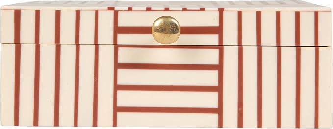 Bloomingville Terracotta & White Striped Resin Storage Box