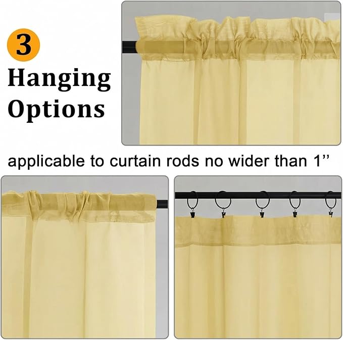 Gwine Short Kitchen Sheer Curtains 36 Inch Length - Image 2