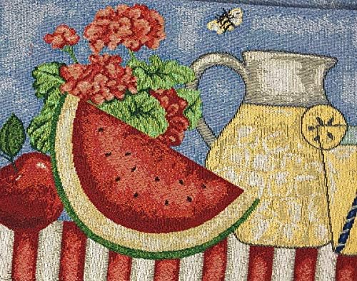 Tache Home Fashion Fruity Drinks Colorful Watermelon Lemonade Decorative Spring Summer Blue Red Yellow Woven Tapestry Table Runners, 13x54 - Image 3