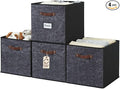 DECOMOMO Storage Bins, Storage Baskets for Shelves | 13" x 15" x 13" Storage Cube Bins with Labels for Organizing Shelves (Kallax, 4pcs, Black Pattern)