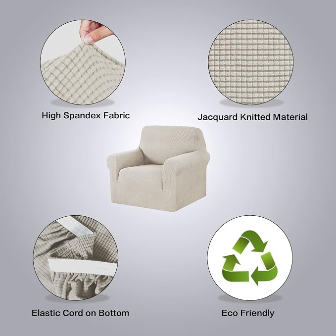 H.VERSAILTEX Armchair Cover High Stretch Sofa Slipcover 1 Piece Couch Covers for Dogs Sofa Durable Spandex Fabric Non Skid Machine Washable(Armchair 31"-40", Island Fossi)