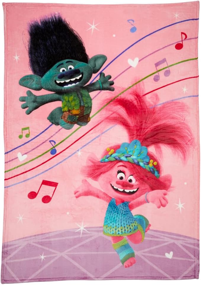 DreamWorks Trolls 3 Band Together Movie Kids Bedding Super Soft Plush Throw Blanket, 62 in x 90 in, (Officially Licensed Product), By Franco