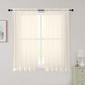 Cream Sheer Curtains for Bedroom Living Room 54 Inch Length 2 Panels Set by WelvetBLK