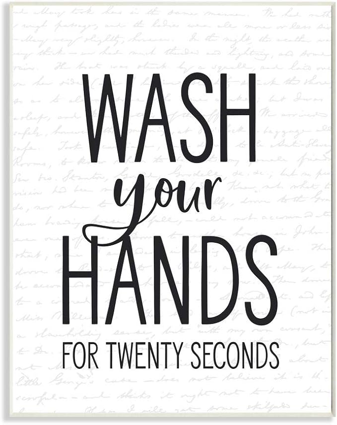 Stupell Industries 'Wash Hands for Twenty Seconds'| Wall Plaque Art | Stupell Industries | 10 x 15 Inches, Easy to Hang and Sturdy, Made in USA, by Lettered and Lined