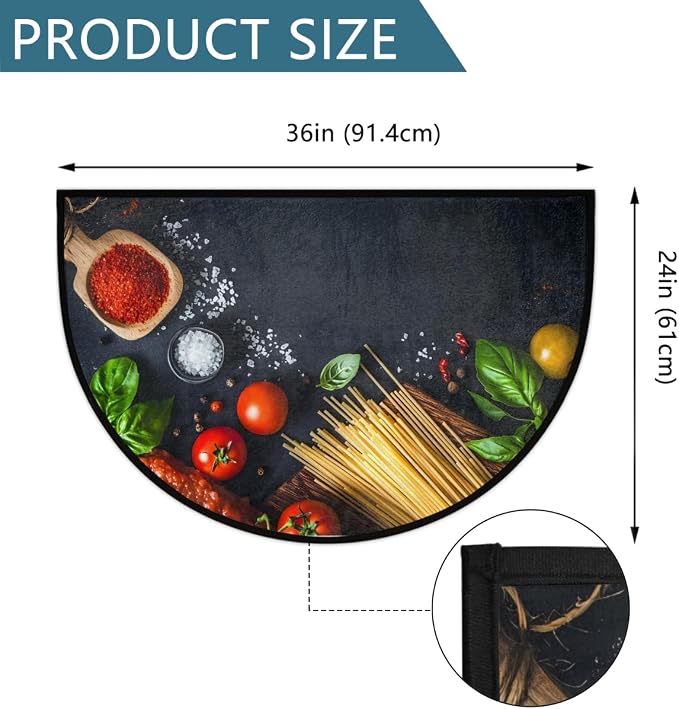 Half Round Doormat Kitchen Food Semi Circle Rug Half Moon Rug Entryway Mat | Kitchen Food Washable Non Slip Outdoor Floor Rug Kitchen Mat for Indoor Outdoor Bathroom Fireplace Bath Decor