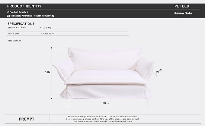 2-in-1 Human & Pet Dog Sofa, Solid Pine Wood Frame with Supportive Foam, Indoor Modern Pet Furniture(White)