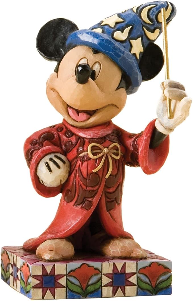 Enesco Disney Traditions Collection by Jim Shore Sorcerer Mickey Mouse Holding Wand Figurine- Resin Hand Crafted Painted Fantasia Collectible Disney Figurines Decorative Home Decor Statue, 4.2 Inch