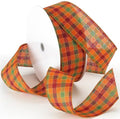 Morex Ribbon Autumn Hayride Checkered Wired Fabric Ribbons, Orange, 2-1/2 in x 50-Yd by MorexRibbon