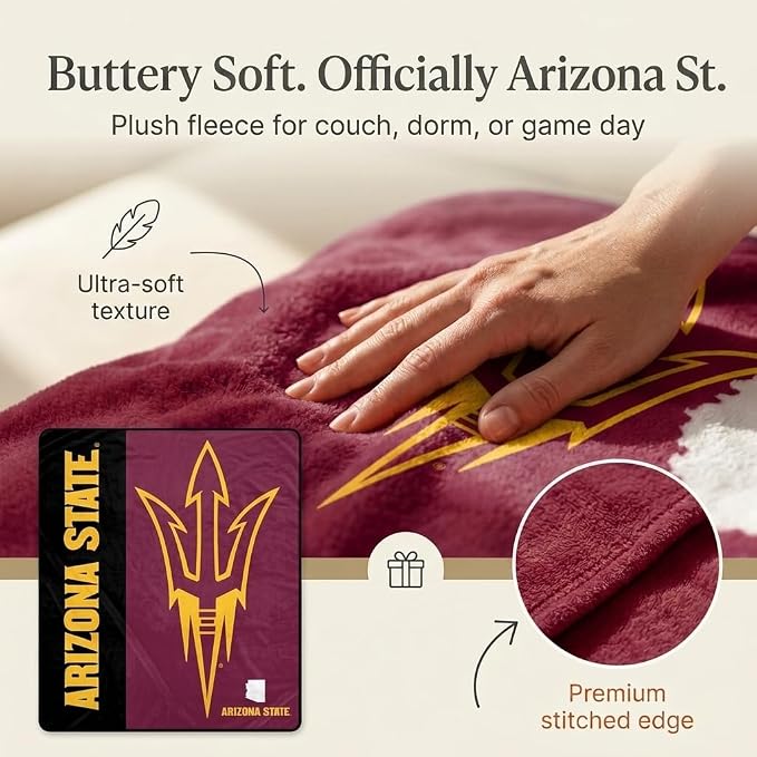 Proformance Home NCAA Arizona St Sun Devils Endzone Ultra Soft Tailgate Throw