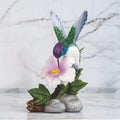 ICE ARMOR Hand Painted 6"H Hummingbird on Purple Flower Figurine Statue Sculpture Ornament Decoration Home/Room Decor Unique Gift Ideas for Housewarming, Holidays Birthdays Great Collectible Addition