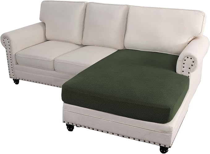 H.VERSAILTEX Sectional Couch Covers 1 Piece Chaise Slipcover L Shape Separate Cushion Couch Cover for Both Left/Right Sectional Couch (Seat Only: 1 Chaises, Olive)