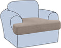 H.VERSAILTEX Stretch T Cushion Chair Sofa Slipcover T Cushion Covers for Living Room Armchair Couch Cover T Cushion Slipcover Seat Cover with Elastic Bands Thicker Jacquard Fabric, Taupe