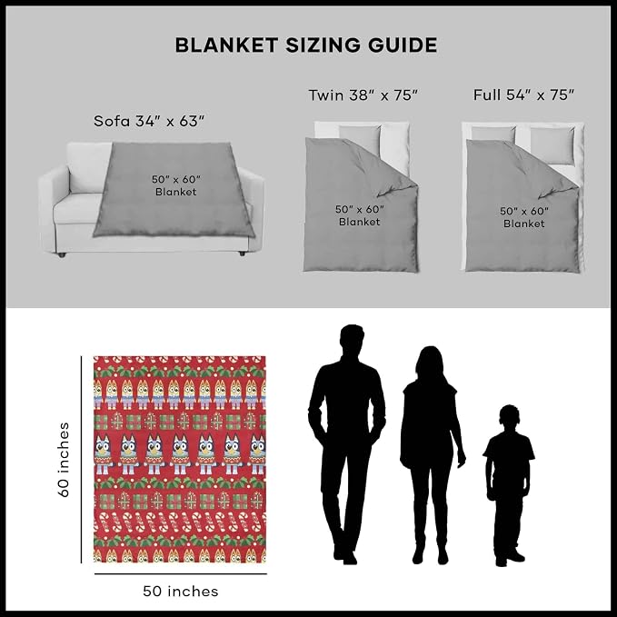 Northwest Bluey Silk Touch Sherpa Throw Blanket, 50" x 60", Christmas Sweater
