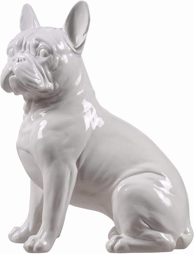 Hi-Line Gift Ltd. 10" H French Bulldog Statue in White Home Decor Indoor Use Only