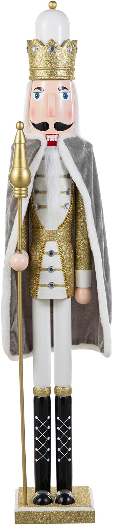 Glitzhome Nutcracker Christmas Decorations 42 Inch King Nutcracker with Crown and Staff for Xmas Holiday Decor Porch Gateway