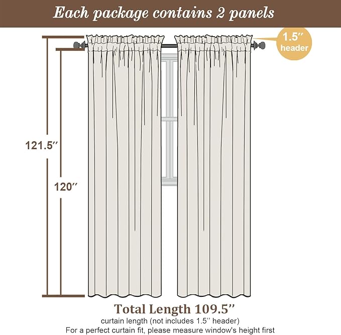 Chyhomenyc Extra Long Sage Green Sheer Curtains 120 Inch Length 2 Panels Set - Image 4