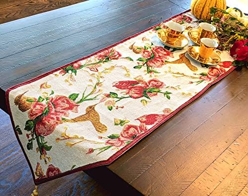 Tache Home Fashion VEG11712-1TR-1372 Sunflower Field Scarecrow Thanksgiving Autumn Harvest Country Farmhouse Vintage Decorative Woven Tapestry Table Runners, 13x94 - Image 2