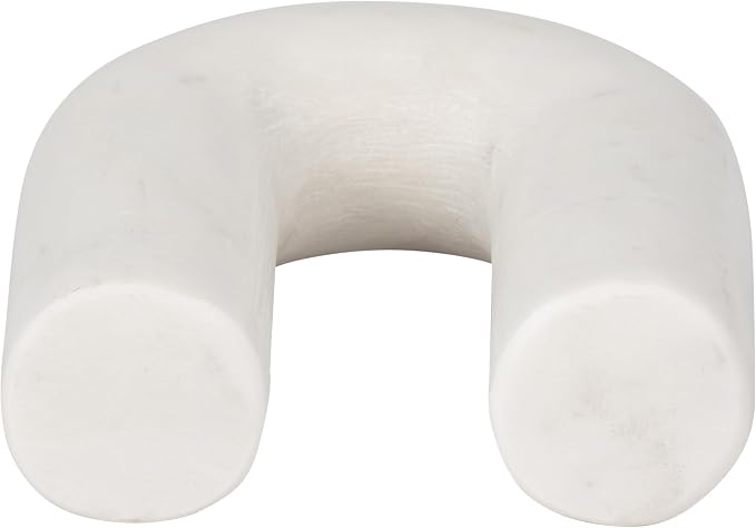 White Marble Arch Decorative Object – Rounded Horseshoe Sculpture Modern Home Decor – Contemporary Shelf & Coffee Table Decor for Office & Living Room – 5" x 6"