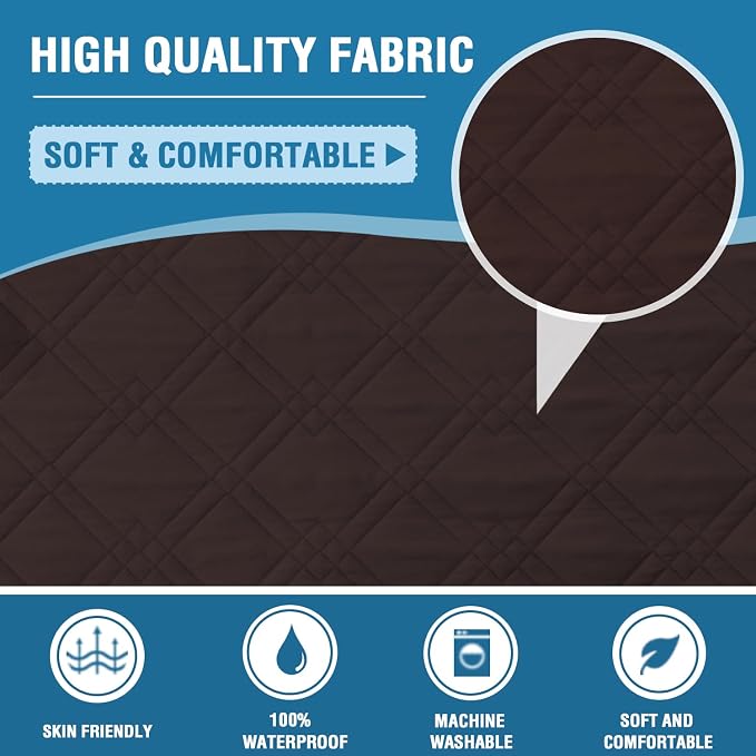 H.VERSAILTEX 100% Waterproof Couch Cover 4 Seater Sofa Slipcover Furniture Protector for Pets Kids Children Dog Cat with Non-Skid Backing (Oversized Sofa, Brown)
