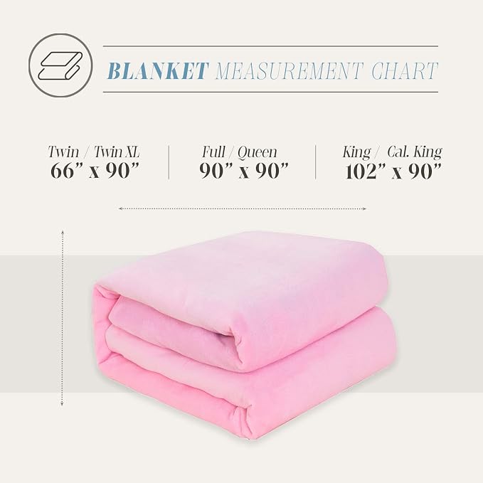 Elegant Comfort Luxury Velvety Feel Blanket, All-Season Lightweight Blanket, Ultra Plush, Soft, Cozy-Fuzzy Flannel Fleece for Couch, Sofa, Bed, Travel, Solid Design, Twin/Twin XL, Light Pink