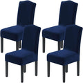 H.VERSAILTEX Velvet Dining Chair Covers Stretch Chair Covers for Dining Room Set of 4 Parson Chair Slipcovers Chair Protectors Covers Dining, Soft Thick Solid Velvet Fabric Washable, Navy