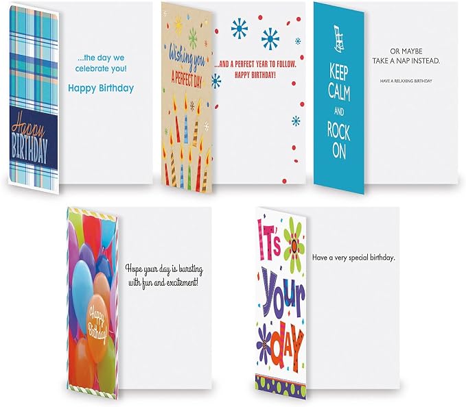 Current Birthday Greeting Cards Set | Mega, 40 Count, 20 Designs, 5" x 7" Folded, Envelopes Included, Holiday, Bulk Pack