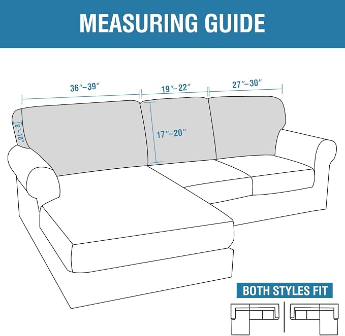 H.VERSAILTEX Backrest Cushion Covers Sectional Couch Back Cushion Covers for Sectional Sofa Set for Both Left/Right Couch (Back Only: 1 Chaise + 2 Sofa, Chocolate)