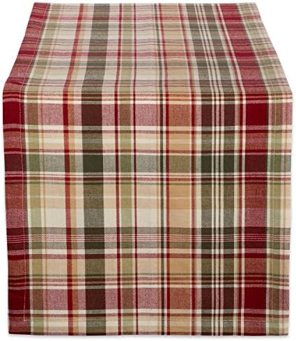 DII Give Thanks Plaid Fall Table Decor, Autumn & Thanksgiving Tabletop Linens, 14x72 Table Runner by DII