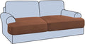 H.VERSAILTEX Stretch 2 Piece T Cushion Sofa Slipcovers Individually Sofa Cushion Covers for 2 Cushion Couch Sofa Seat Cushion Covers with Elastic Bands Featuring Thicker Jacquard Fabric, Caramel