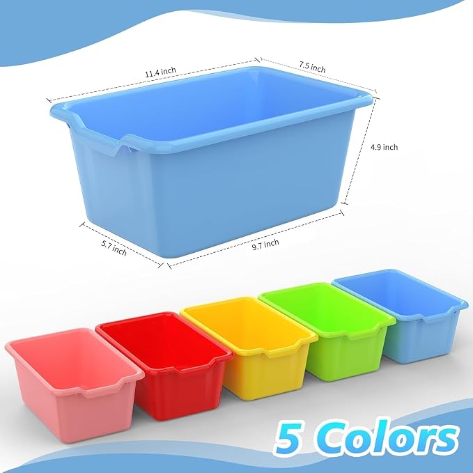 10 Pcs Plastic Book Bins Classroom Small Cubby Bins Stacking Bins Office Kids Storage Container Desk Organizer Basket for Home Nursery Playroom Classroom (10)