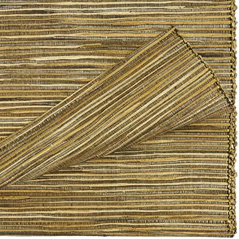 SARO LIFESTYLE Shimmering Woven Nubby Table Runner - Textured Water Hyacinth Table Runner with Sparkling Metallic Threads for Dining Tables, Everyday Entertaining and Home Décor, 14"x90", Gold - Image 2