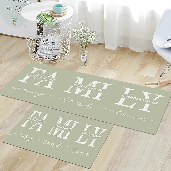 GUBIYU Kitchen Rug Set of 2,A Little Bit of Crazy A Whole Lot of Love Rugs for Living Room Dining Room Bedroom Aesthetic Anti Fatigue Kitchen Mats Non Skid Waterproof Rugs Farmhouse Office Home Decor