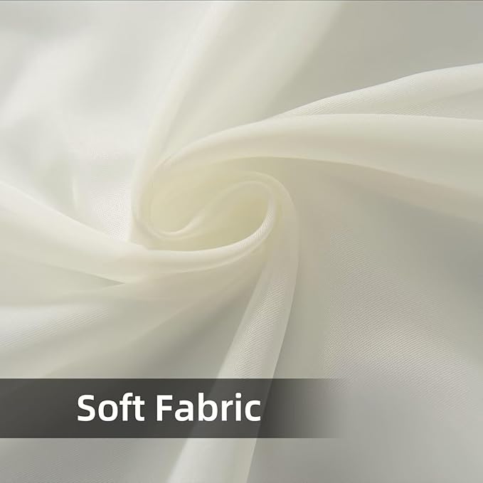 youleyar Solid Sheer Rod Pocket Curtain Voile Draperies 4 Panels Ivory Beige Black Grey Coffee 52 Inch Width 72 Inch Long 1 Pair for Kitchen Bedroom Children Living Room Yard(Ivory,52Wｘ72L)
