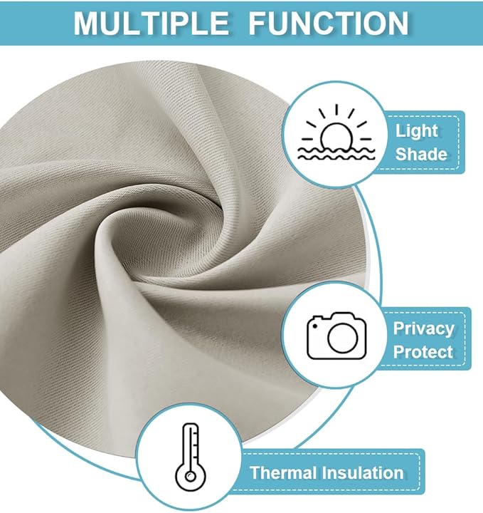 RYB HOME Short Natural Curtains for Small Bedroom Window, Insulating UV Blocking Drapes for Kitchen Cafe Basement Garage, Privacy Tiers for Bathroom Window, Width 42 by Length 36, Set of 2