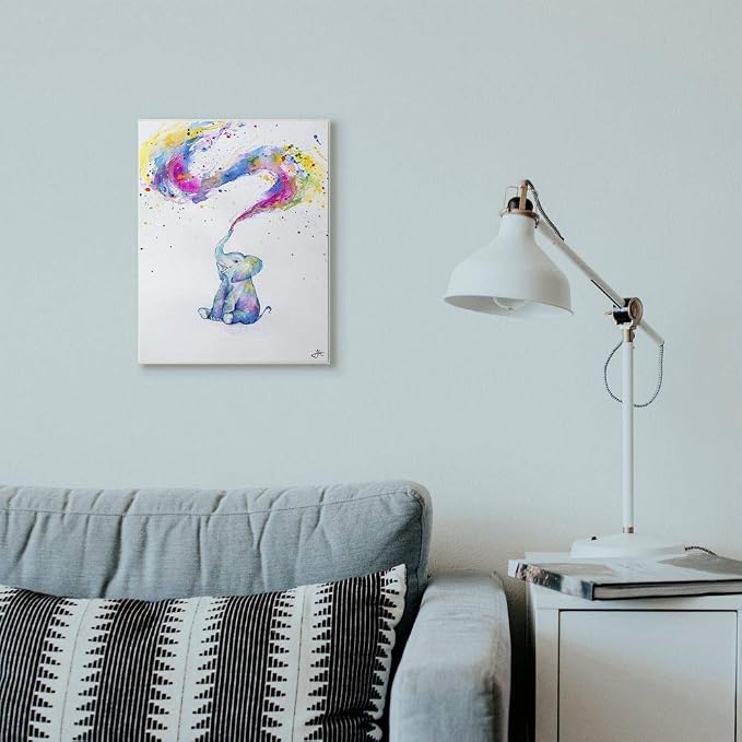 Colorful Abstract Elephant, 13 x 19 Inch Mounted Print on Wall Plaque | Stupell Industries | 13 x 19 Inches, Easy to Hang and Sturdy, Made in USA, by Marc Allante