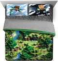 Minecraft Creeper Queen Comforter Set 7 Piece Kids Bedding for Boys, Green | Video Gaming, Bed in a Bag, Comforter Sheets Shams Pillowcases, Official Product, Microfiber, Machine Washable, Boys Gift