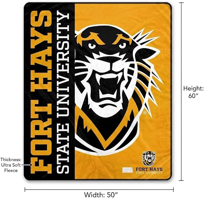 Pegasus Sports NCAA Fort Hays State Tigers Endzone Ultra Soft Tailgate Throw