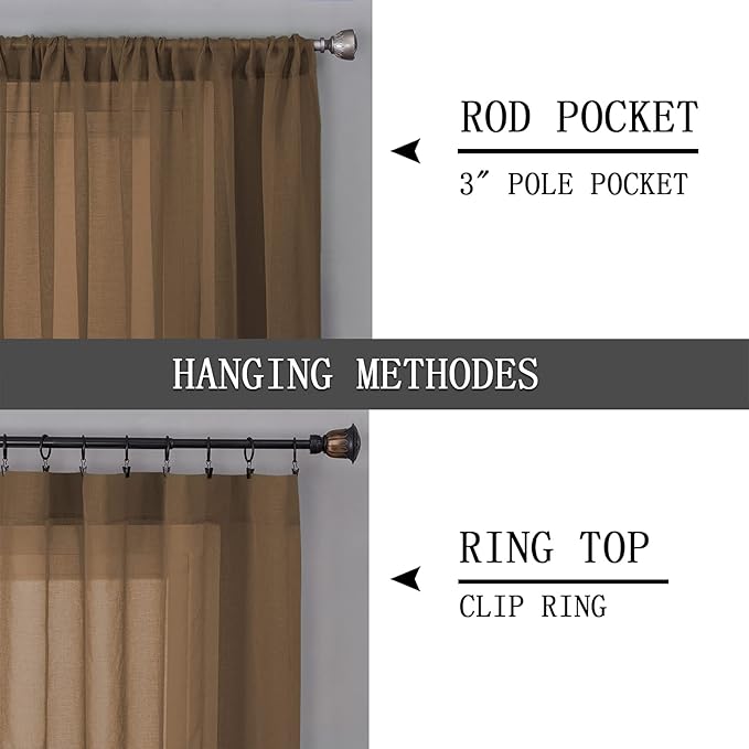 Tollpiz Short Sheer Curtain Living Room Linen Textured Curtains Sheer Light - Image 5